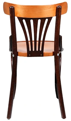 Bentwood Bistro Fan Back Restaurant Side Chair Wood Veneer Seat Duo Tone