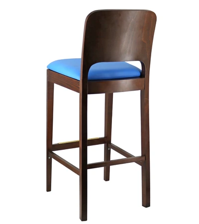 Bentwood Box Back Barstool, Upholstered Seat Rear View
