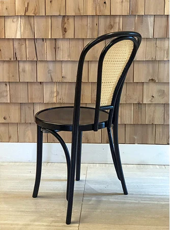 Black Lacquer Bentwood Chair Cane Backrest Rear View