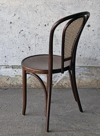 Walnut Stain Bentwood Chair With Cane Backrest Rear View