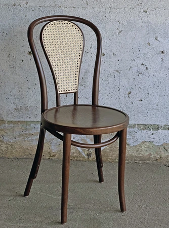 Walnut Stain Bentwood Chair With Cane Backrest