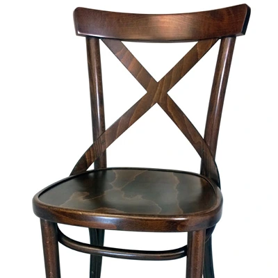 Bentwood X Back Chair, Wood Seat Front View Detail