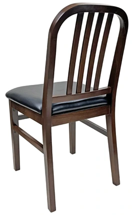 Deco Wood Chair with Upholstered Seat Rear View