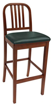 Deco Wood Bar Stool Upholstered Seat
