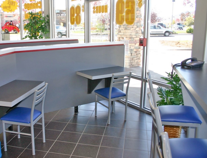 Ladder  Chairs on Ferro Ladder Back Steel Restaurant Chair Truck Stop Installation