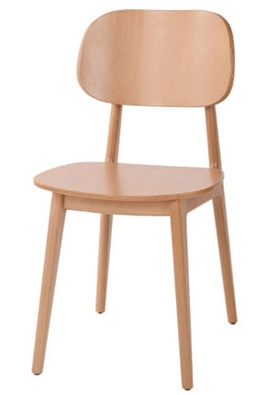 Modern All Wood Restaurant Chair Side View Natural