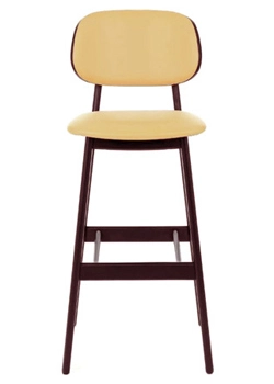 Modern Wood Upholstered Barstool Front View