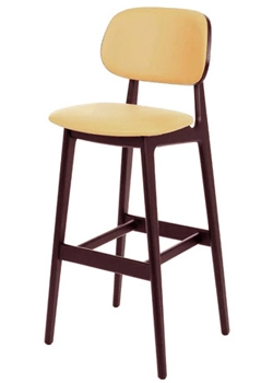 Modern Wood Upholstered Barstool Front View 2