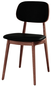 Modern Wood Restaurant Chair Upholstered Seat And Back Black