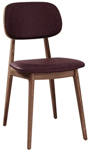 Modern Wood Restaurant Chair Upholstered Seat And Back Red