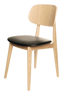 Modern Wood Restaurant Chair Upholstered Seat Side View