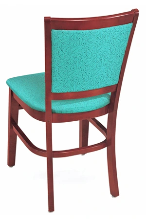 Upholstered Seat And Back Oak Rail Restaurant Chair Rear View