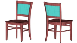 Wood Seat, Upholstered Back Oak Rail Restaurant Chair Drawing