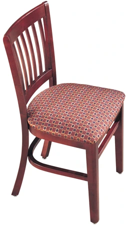 Upholstered Seat Oak Rail Vertical Back Restaurant Chair
