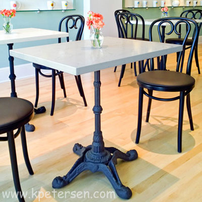 Ornate Cast Iron Crossfoot Dining Table Base Installation Detail