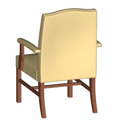 Tufted Upholstered High Back Guest Armchair Drawing Rear View