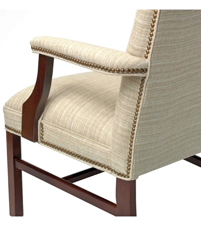 Upholstered Plain High Back Guest Armchair With Trim Nails Detail