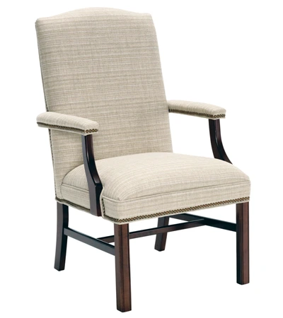 Upholstered Plain High Back Guest Armchair With Trim Nails