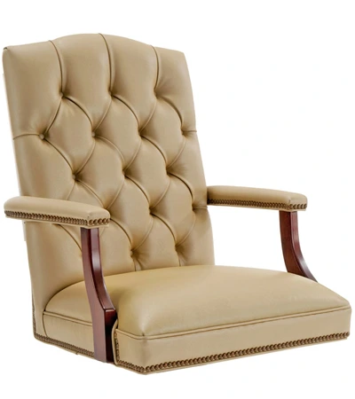 Tufted Upholstered High Back Guest Armchair With Trim Nails Detail