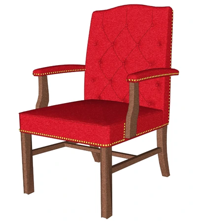 Tufted Upholstered High Back Guest Armchair With Trim Nails Drawing