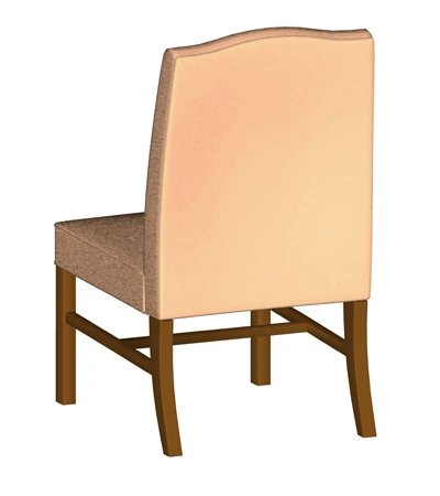 Upholstered Plain High Back Guest Chair Drawing Rear View