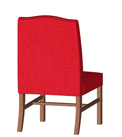 Tufted Upholstered High Back Guest Chair Drawing Rear View