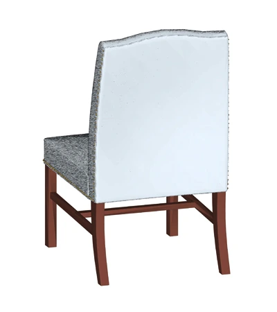 Upholstered Plain High Back Guest Chair With Trim Nails Drawing Rear View