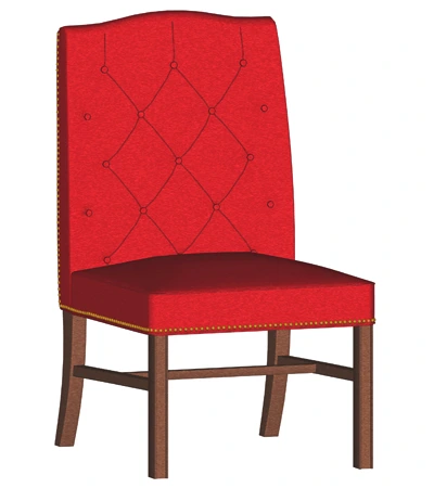 Tufted Upholstered High Back Guest Chair With Trim Nails Drawing Front View