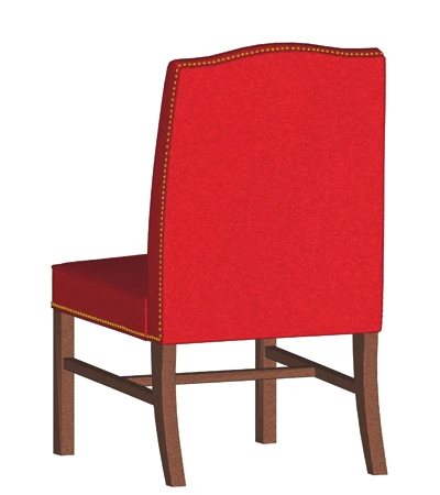 Tufted Upholstered High Back Guest Chair With Trim Nails Drawing Rear View