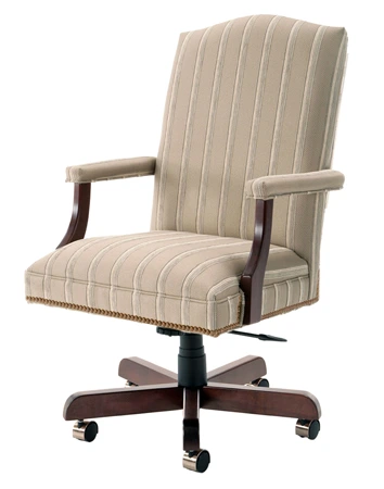Upholstered Plain High Back Swivel Armchair With Trim Nails