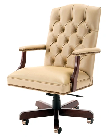 Tufted Upholstered High Back Swivel Armchair With Trim Nails