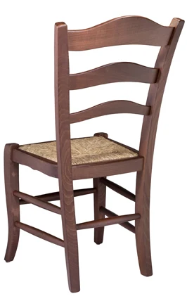 Wood Ladder Back Dining Chair With Rush Seat Rear View