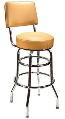 Double Ring Chrome Bar Stool with Backrest