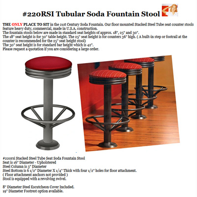 220 RSI Soda Fountain Bolt Down Counter Stool With Footrest Replaced.