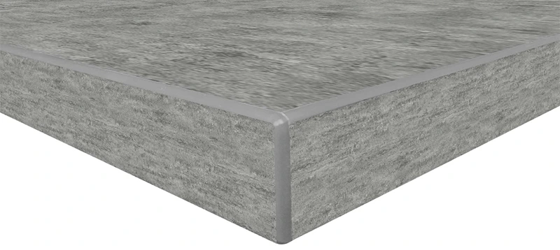 Elemental Concrete Laminated Plastic With Matching 3MM Patterned Elemental Concrete PVC Edge Table Top Detail.