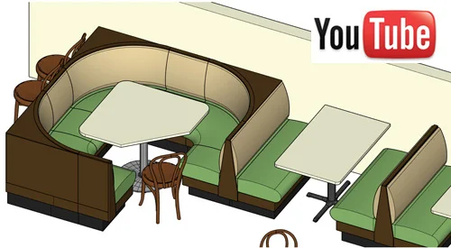 Three Quarter Circle Booths - Straight Seat Single/Double Booths Combination YouTube Video Button