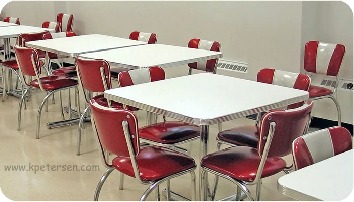 Chrome V Back Diner Chair Lunchroom Installation