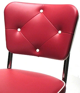 Dark Red and White Diner Chair Diamond Tufted Back Detail