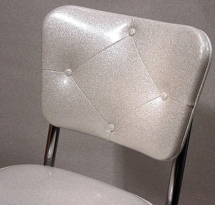 Glitter Silver Diner Chair Diamond Tufted Back Detail