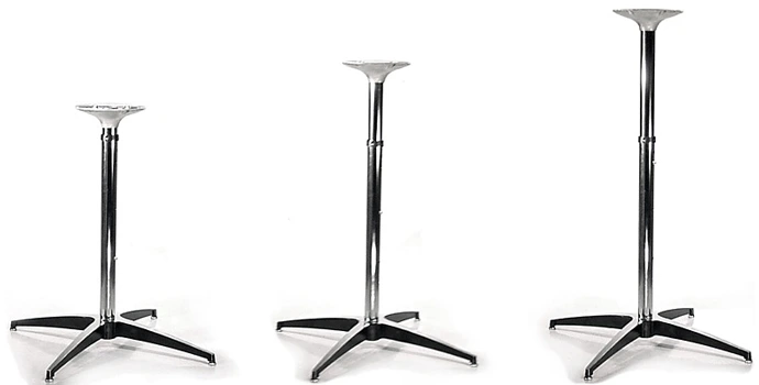 Adjustable Table Base Chrome and 
            Polished Aluminum Slip Together Set Up