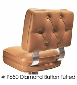 Dual Curved Tempered Aluminum Backrest Support Deluxe Floor Mounted Counter Stool Diamond Tufted Button Back