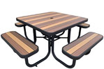 Outdoor Aluminum Picnic Table With Tricolor Faux Wood Slats