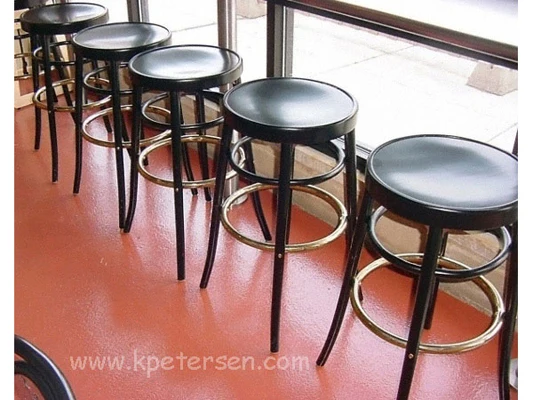 Bentwood Bar Stool Black Lacquer Wood Veneer Seats