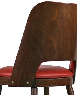 Bentwood Backrest Bar Stool With Upholstered Inside Backrest Rear View