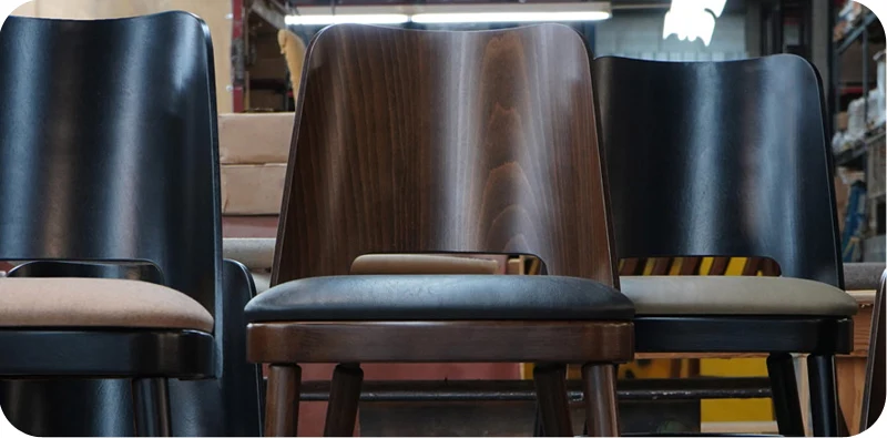 Bentwood Backrest Bar Stools Black Lacquer and Walnut Stain Options