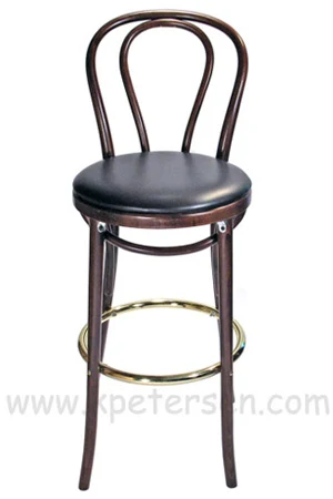 Hairpin Back Bentwood Bar Stool Upholstered Front View