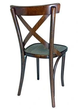 Bentwood X Back Chair, Wood Seat Rear View