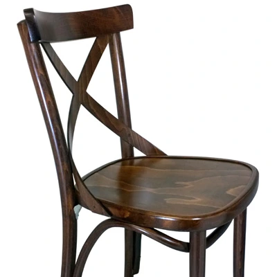 Bentwood X Back Chair, Wood Seat Side View Detail
