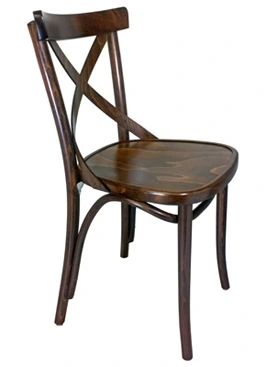 Bentwood X Back Chair, Wood Seat Side View