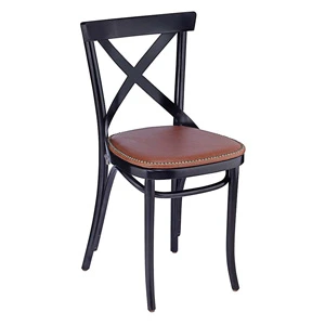 Upholstered Bentwood X Back Chair With Nail Trimmed Seat